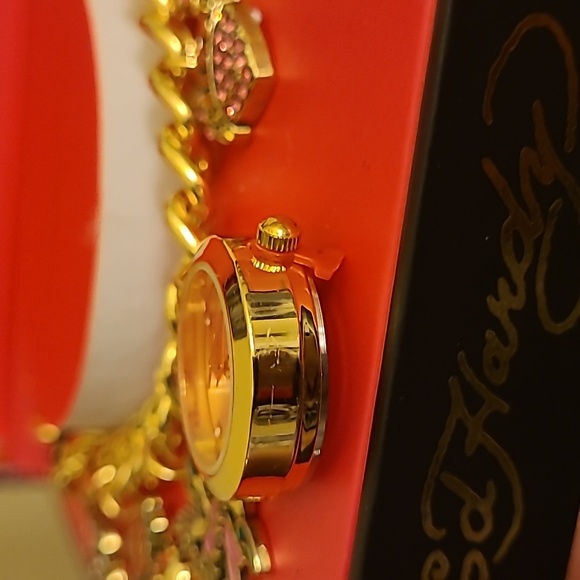 Ed Hardy Gold Charm Bracelet Watch - Picture 4 of 11